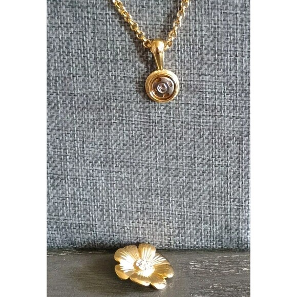 Joan Rivers Gold Tone Snap Rhinestone Flower Necklace Vintage - Picture 4 of 6